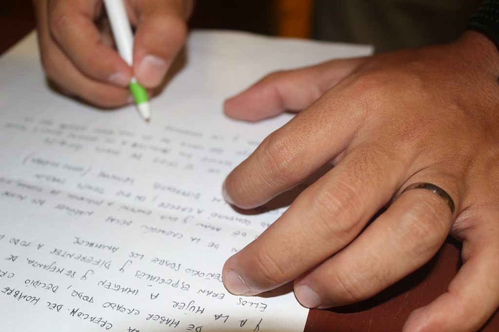 student writing a paper