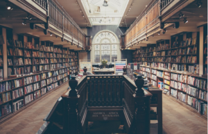 library with research material